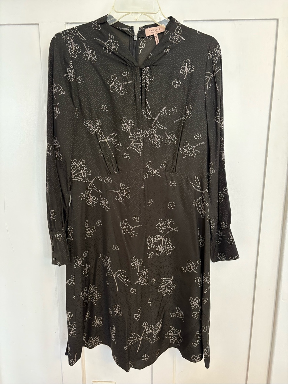 Black Silk Floral Midi Dress
